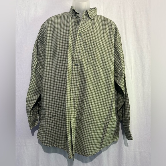 Van Heusen Other - Men’s 2XLT Van Heusen green/cream gingham long sleeve button down shirt